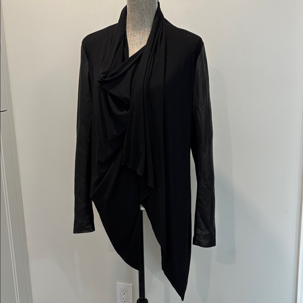 Danier Black Leather Waterfall Cardigan Italian Leather - Picture 8 of 16